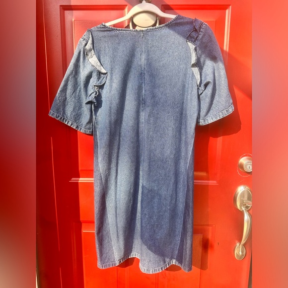 Loup Denim Chambray Alicia Ruffle Dress Small - Picture 3 of 7